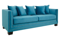 Orsina Functional 3 Seater Cyan Blue Velvet Sofa, Stylish Mid Century Sofa For Bedroom, Comfortable 3 Seater Sofa - thumbnail 2