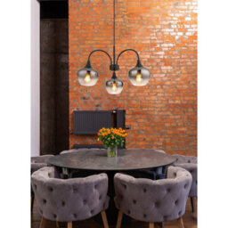 Luminosa Lighting Luminosa Maxy Multi Arm Pendant Ceiling Light Matt Black Smoke Glass Shade 3X E27 - thumbnail 4