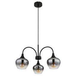 Luminosa Lighting Luminosa Maxy Multi Arm Pendant Ceiling Light Matt Black Smoke Glass Shade 3X E27 - thumbnail 2