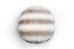 Littens Cream Rabbit Faux Fur Striped Round Footstool Ottoman Pouffe Bean Bag 45Cm X 25Cm - thumbnail 3