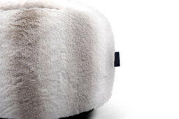 Littens Cream Rabbit Faux Fur Striped Round Footstool Ottoman Pouffe Bean Bag 45Cm X 25Cm - thumbnail 2