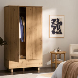 Amos Mann Furniture Erma Artisan Oak Effect 2 Door 2 Drawer Double Wardrobe