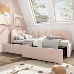 "Matteo ""velvet Upholstered Daybed With Storage Drawers, 3Ft Single 90X190Cm, Pink""" - thumbnail 9