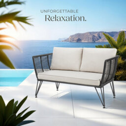Tectake Garden Sofa Sundo - Polyrattan, 8 Cm Thick Seat Cushion, Removable Cushion Covers - Anthracite - 1 - thumbnail 8