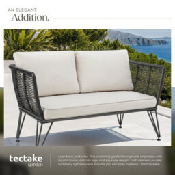 Tectake Garden Sofa Sundo - Polyrattan, 8 Cm Thick Seat Cushion, Removable Cushion Covers - Anthracite - 1 - thumbnail 4