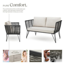Tectake Garden Sofa Sundo - Polyrattan, 8 Cm Thick Seat Cushion, Removable Cushion Covers - Anthracite - 1 - thumbnail 3