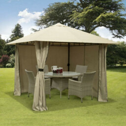 Garden Store Direct 3M X 3M Gazebo Marquee Heavy Duty Garden Tent Showerproof Full Side Curtains Ecru - thumbnail 1