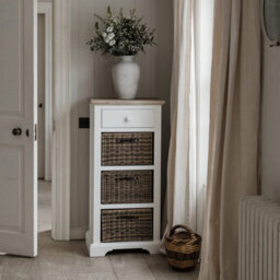 Statement Furniture Florence Tallboy With Drawer And 3 Storage Baskets - White