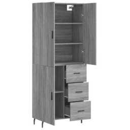 Berkfield Highboard Grey Sonoma 69.5X34X180 Cm Engineered Wood - thumbnail 4