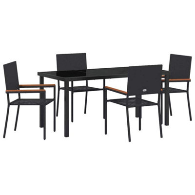 Berkfield Modern Garden Dining Set 5 Pcs Black Poly Rattan - image 1
