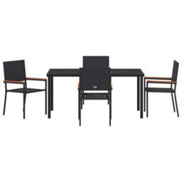 Berkfield Modern Garden Dining Set 5 Pcs Black Poly Rattan - thumbnail 7