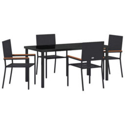 Berkfield Modern Garden Dining Set 5 Pcs Black Poly Rattan