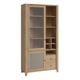 Furniture To Go Cestino 2 Door 2 Drawer Display Cabinet In Jackson Hickory Oak And Rattan Effect - thumbnail 1