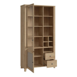 Furniture To Go Cestino 2 Door 2 Drawer Display Cabinet In Jackson Hickory Oak And Rattan Effect - thumbnail 2