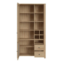 Furniture To Go Cestino 2 Door 2 Drawer Display Cabinet In Jackson Hickory Oak And Rattan Effect - thumbnail 3