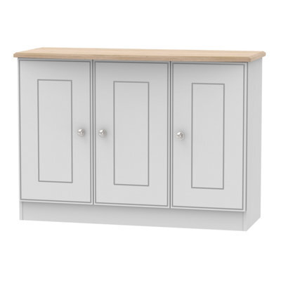 Albert 3 Door Sideboard In Grey Matt & Oak (Ready Assembled) - image 1