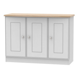 Albert 3 Door Sideboard In Grey Matt & Oak (Ready Assembled) - thumbnail 1