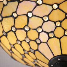 Tiffany Glass Semi Flush Ceiling Light Amber Geometric Inverted Shade I00059 - thumbnail 4
