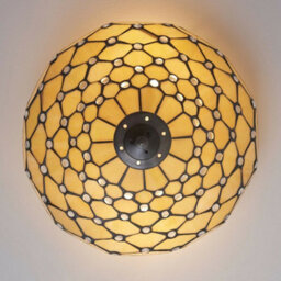 Tiffany Glass Semi Flush Ceiling Light Amber Geometric Inverted Shade I00059 - thumbnail 3