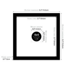 "4X4"" Black Picture Frame - 4X4"" Square Frame With 1X1"" Mount For 4X4""/1X1"" Pictures Art Deco Style Room Decor, 1 Pack" - thumbnail 2