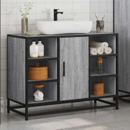Walplus Bathroom Sink Cabinet Grey Sonoma 80X33X60 Cm Engineered Wood - thumbnail 4