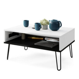 Heze Furniture Hairpin S-90 Modern Lift Top Coffee Table - White & Black - thumbnail 7
