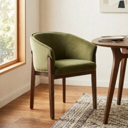 Lucent Light Grey Bouclé Dining Chair With Walnut Effect Ash Solid Wood Frame - thumbnail 9
