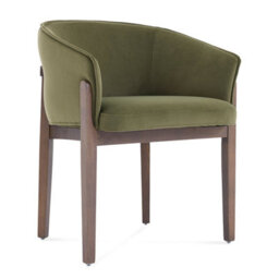 Lucent Light Grey Bouclé Dining Chair With Walnut Effect Ash Solid Wood Frame - thumbnail 2
