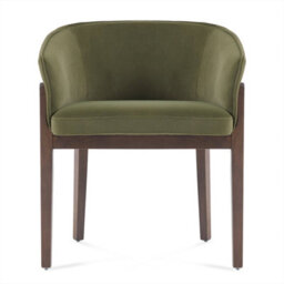 Lucent Light Grey Bouclé Dining Chair With Walnut Effect Ash Solid Wood Frame - thumbnail 1