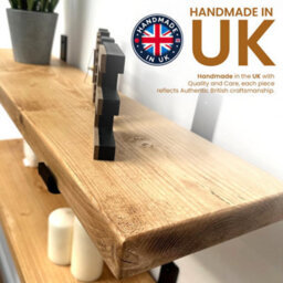 Mkgt Handcrafted Rustic Wooden Floating Shelf, Solid Wood Made In Uk Wall Mounted (Rustic Pine, 130Cm) - thumbnail 2