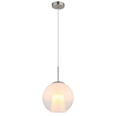Luminosa Lighting Luminosa Barry 25Cm Dome Pendant Ceiling Light Nickel Matt Ball Opal Glass Shade 1X E27 - image 1