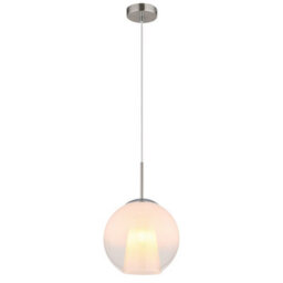 Luminosa Lighting Luminosa Barry 25Cm Dome Pendant Ceiling Light Nickel Matt Ball Opal Glass Shade 1X E27 - thumbnail 1