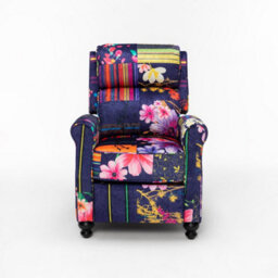 Fabric Purple Patchwork Mary Manual Recliner Chair - thumbnail 2
