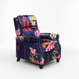 Fabric Purple Patchwork Mary Manual Recliner Chair - thumbnail 3