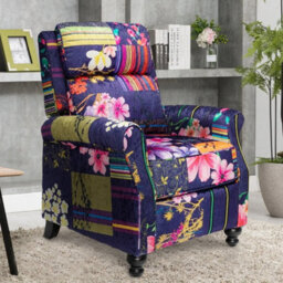 Fabric Purple Patchwork Mary Manual Recliner Chair - thumbnail 1