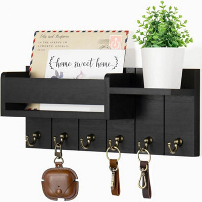 Wall Mounted Key Holder Hooks Keyrings Organiser Rack Shelf Letter Mail Hanger - image 1