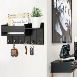 Wall Mounted Key Holder Hooks Keyrings Organiser Rack Shelf Letter Mail Hanger - thumbnail 4