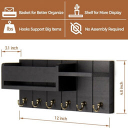 Wall Mounted Key Holder Hooks Keyrings Organiser Rack Shelf Letter Mail Hanger - thumbnail 2