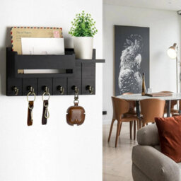 Wall Mounted Key Holder Hooks Keyrings Organiser Rack Shelf Letter Mail Hanger - thumbnail 3