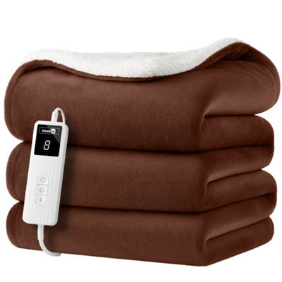 Homiu Electric Heated Throw, Energy-Efficient Sherpa & Fleece Blanket 9 Heat Settings & Timer Auto Shut-Off & Overheat Protection - image 1