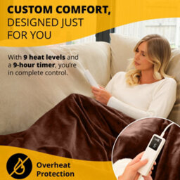 Homiu Electric Heated Throw, Energy-Efficient Sherpa & Fleece Blanket 9 Heat Settings & Timer Auto Shut-Off & Overheat Protection - thumbnail 3