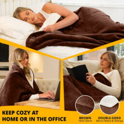 Homiu Electric Heated Throw, Energy-Efficient Sherpa & Fleece Blanket 9 Heat Settings & Timer Auto Shut-Off & Overheat Protection - thumbnail 2