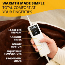 Homiu Electric Heated Throw, Energy-Efficient Sherpa & Fleece Blanket 9 Heat Settings & Timer Auto Shut-Off & Overheat Protection - thumbnail 4