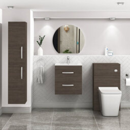 Royal Bathrooms Turin Grey Elm 500mm Wall Hung Vanity Unit 2 Drawer With Minimalist Basin Sink - thumbnail 4