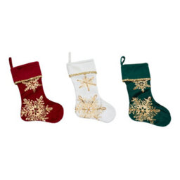 Living And Home 3 Pack Snowflake Embroidered Christmas Stockings Hanging Fireplace Xmas Home Decorations - thumbnail 4