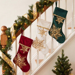 Living And Home 3 Pack Snowflake Embroidered Christmas Stockings Hanging Fireplace Xmas Home Decorations - thumbnail 3