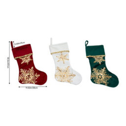 Living And Home 3 Pack Snowflake Embroidered Christmas Stockings Hanging Fireplace Xmas Home Decorations - thumbnail 9