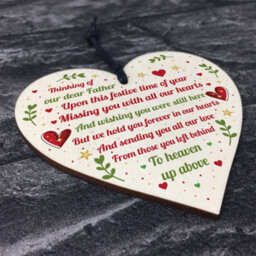 Red Ocean Dad Memorial Christmas Decoration Wooden Hanging Heart In Memory Plaque Gift For Dad - thumbnail 8