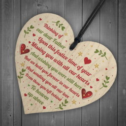 Red Ocean Dad Memorial Christmas Decoration Wooden Hanging Heart In Memory Plaque Gift For Dad - thumbnail 6
