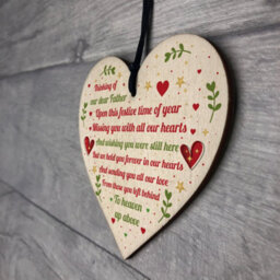 Red Ocean Dad Memorial Christmas Decoration Wooden Hanging Heart In Memory Plaque Gift For Dad - thumbnail 7